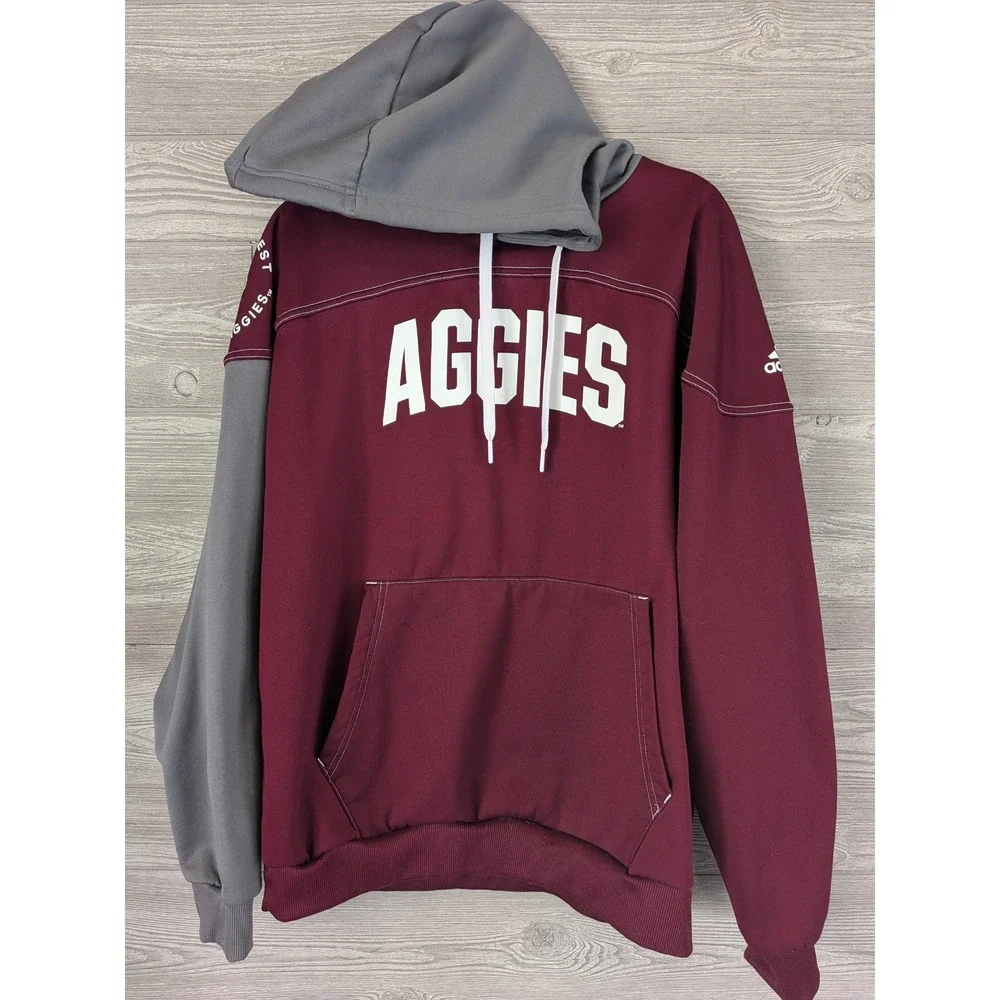 Adidas Texas A&M Aggies Aeroready Hoodie Mens Maroon Grey Size Large